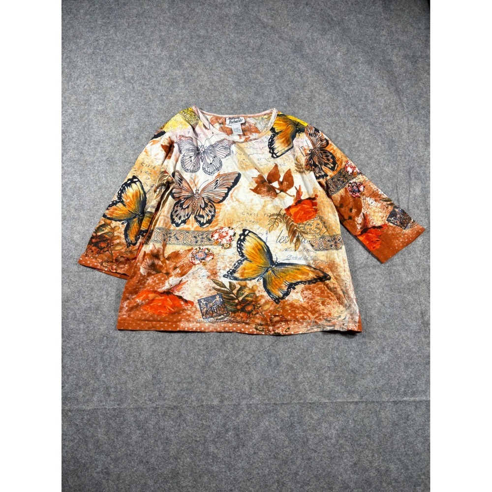 Anthony Richards Womens Butterfly Floral Print Tunic Top M 100% Cotton